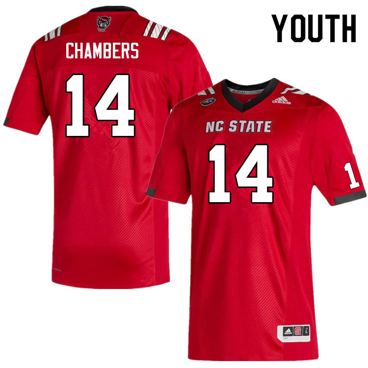 Youth #14 Jack Chambers NC State Wolfpack College Football Jerseys Sale-Red